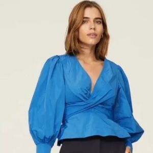 Veronica Beard Seema Royal blue Tafetta Blouse size 4